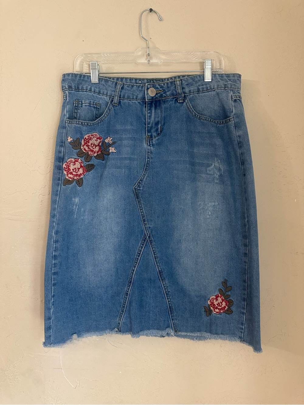 Inheritco Jean Denim Skirt Blossom size 11/12 Reg with Floral Embroidery